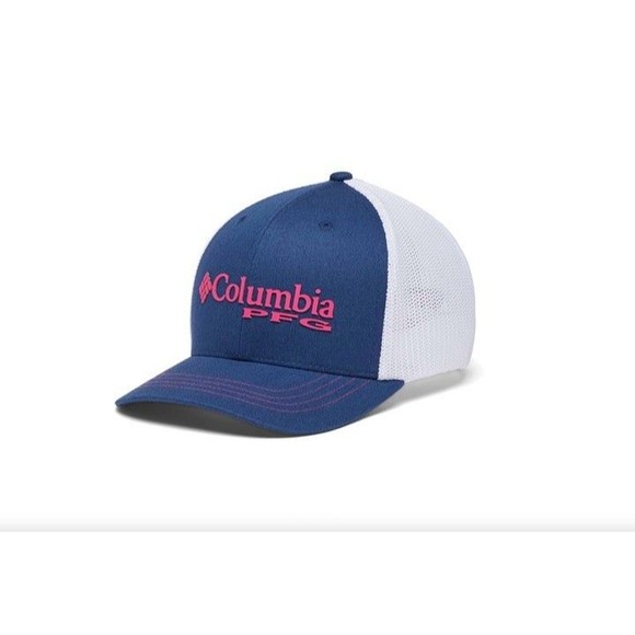Columbia Girls youth PFG Mesh Fitted baseball Cap hat pink navy - Picture 1 of 11